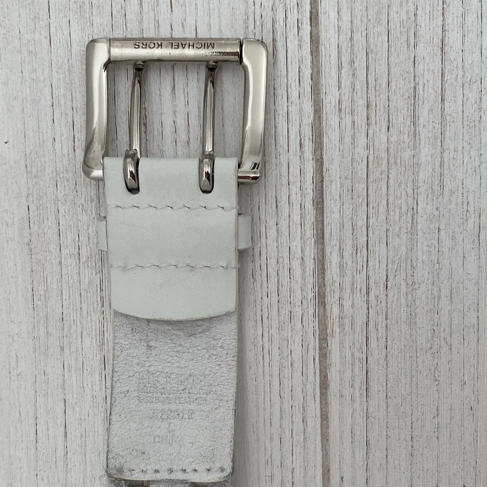 Michael Kors Ivory Braided Belt with Silver Buckle - Picture 4 of 6